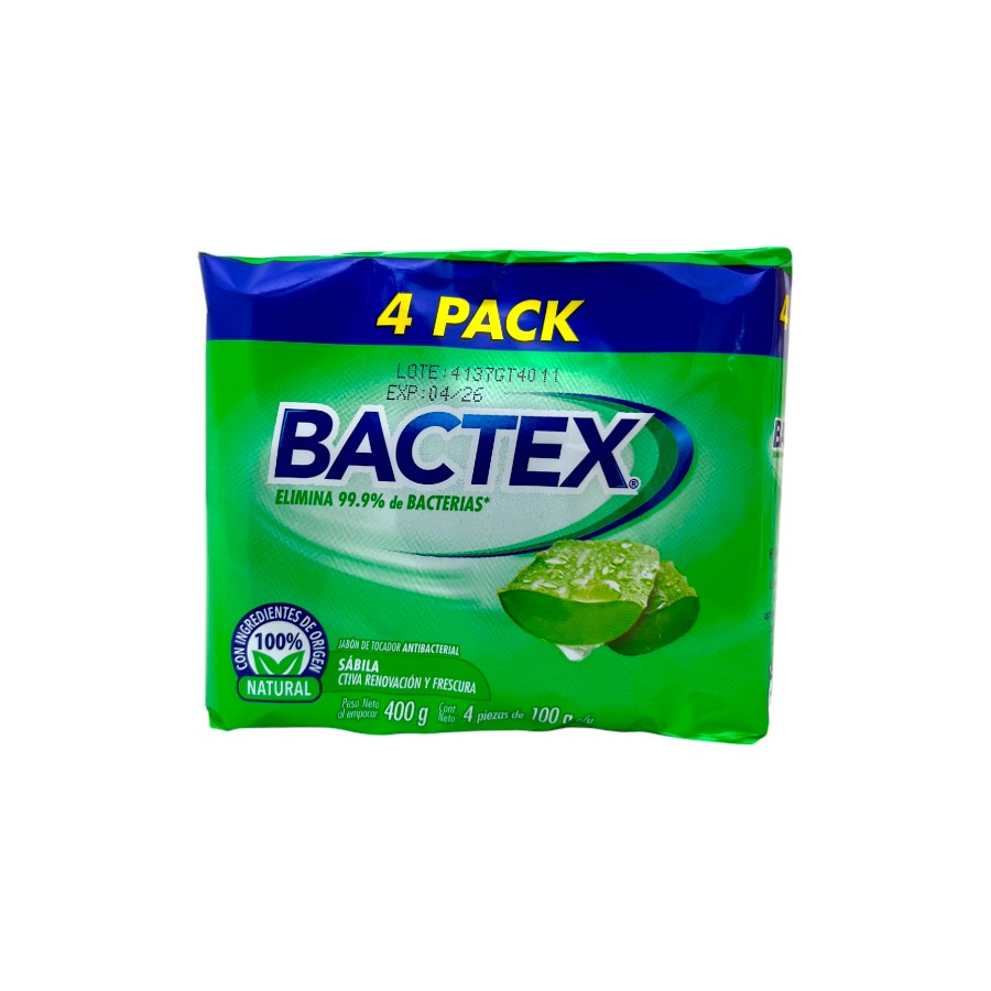 JABÓN ANTIBACTERIAL BACTEX SÁBILA 4 PACK 400 G