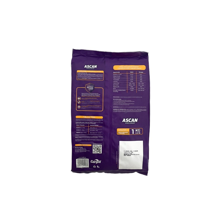 ALIMENTO PARA PERRO ADULTO RAZA MEDIANA Y GRANDE ASCAN 1000G